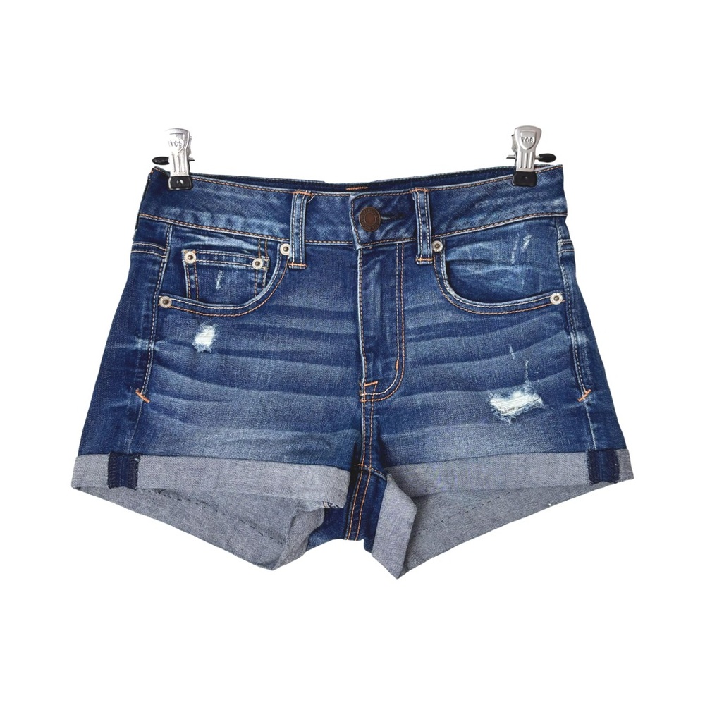 AEO distressed dark wash shorts in size 2